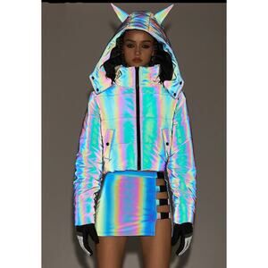 Current Mood Reflective Devil Horn Puffer Jacket
